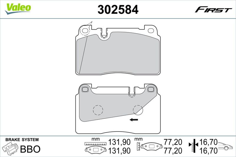 Brake Pad Set, disc brake VALEO 302584