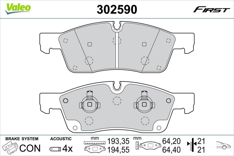 Brake Pad Set, disc brake VALEO 302590