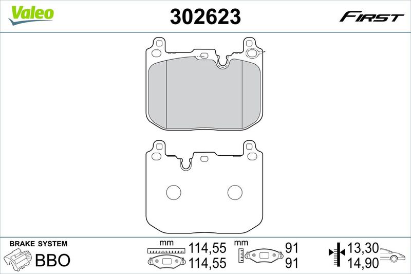 Комплект гальмівних накладок, дискове гальмо VALEO 302623