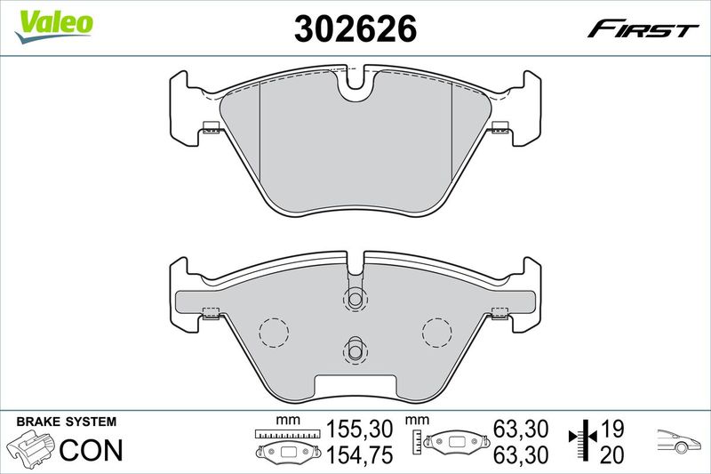 Комплект гальмівних накладок, дискове гальмо VALEO 302626