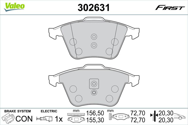 Brake Pad Set, disc brake VALEO 302631