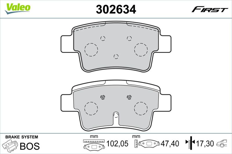 Brake Pad Set, disc brake VALEO 302634