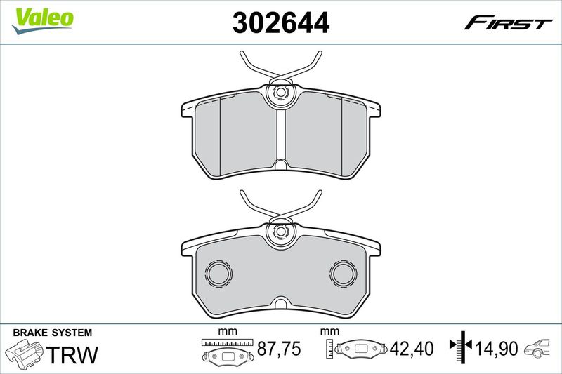 Brake Pad Set, disc brake VALEO 302644