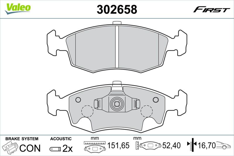 Brake Pad Set, disc brake VALEO 302658