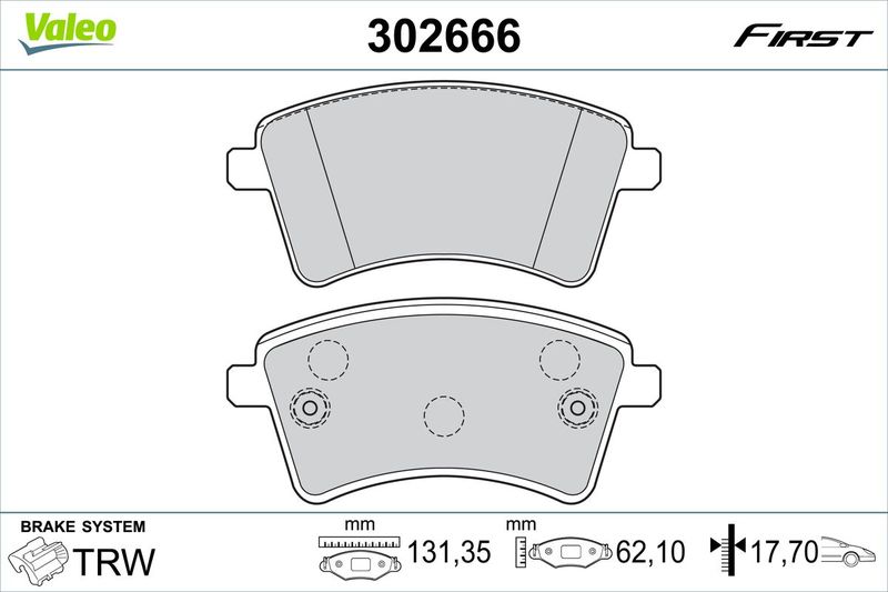 Brake Pad Set, disc brake VALEO 302666