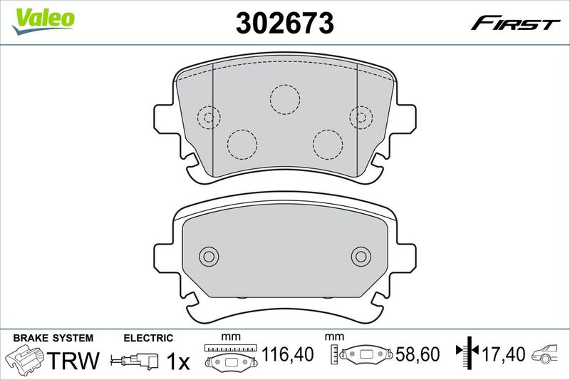 Brake Pad Set, disc brake VALEO 302673