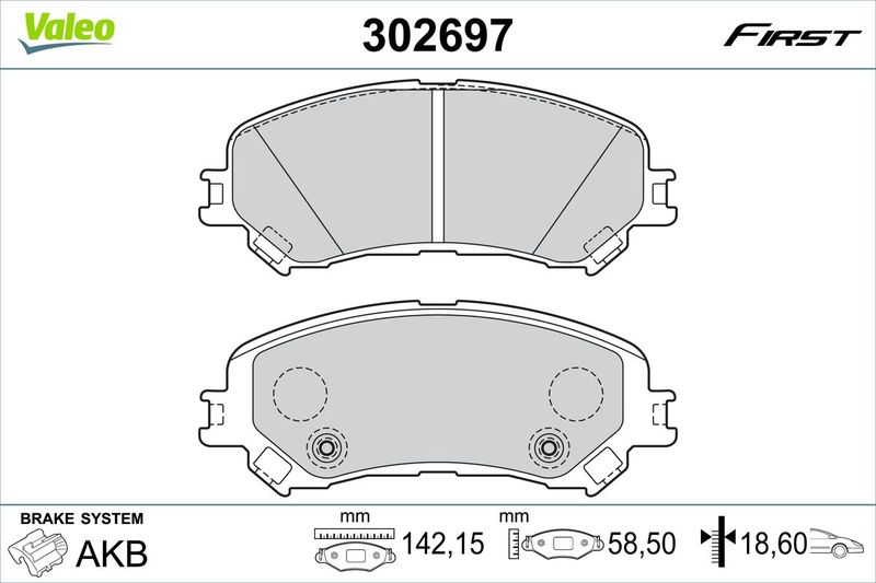 Brake Pad Set, disc brake VALEO 302697