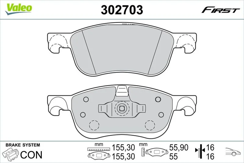 Brake Pad Set, disc brake VALEO 302703