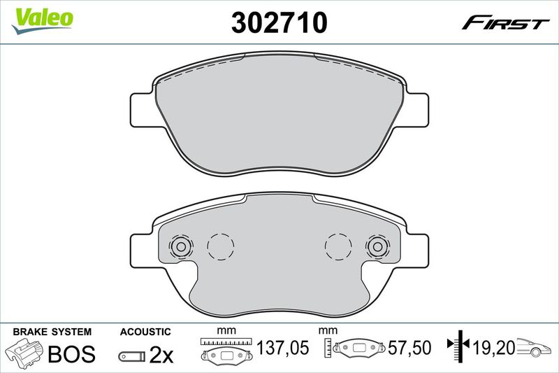 Brake Pad Set, disc brake VALEO 302710