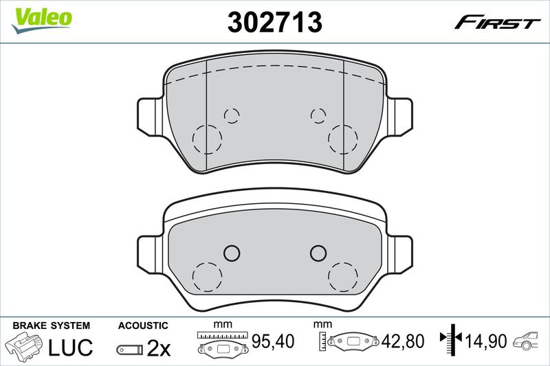 Brake Pad Set, disc brake VALEO 302713