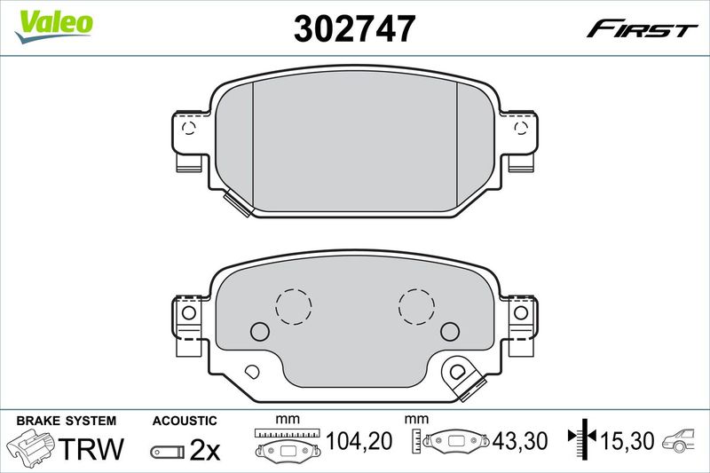 Brake Pad Set, disc brake VALEO 302747