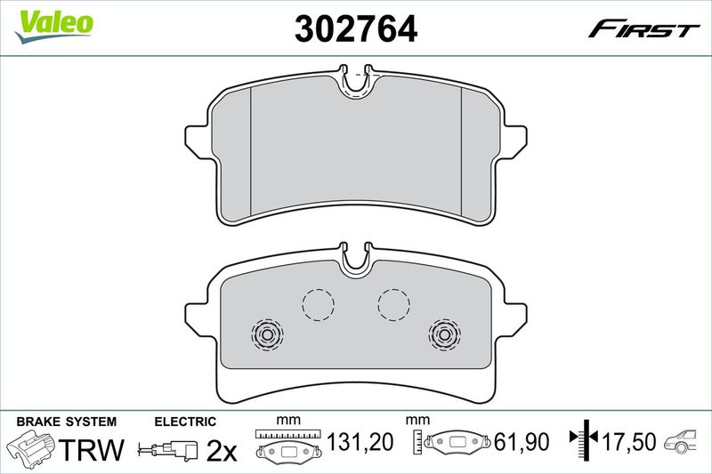 Brake Pad Set, disc brake VALEO 302764