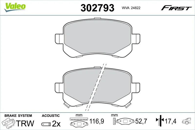 Brake Pad Set, disc brake VALEO 302793