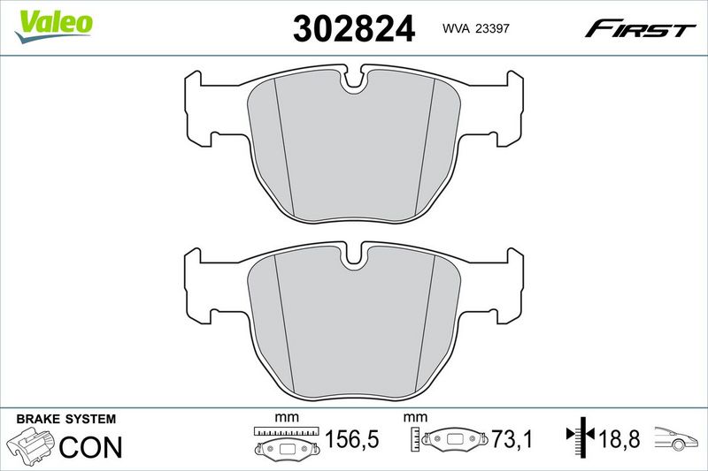 Stabdžių trinkelių rinkinys, diskinis stabdys VALEO 302824