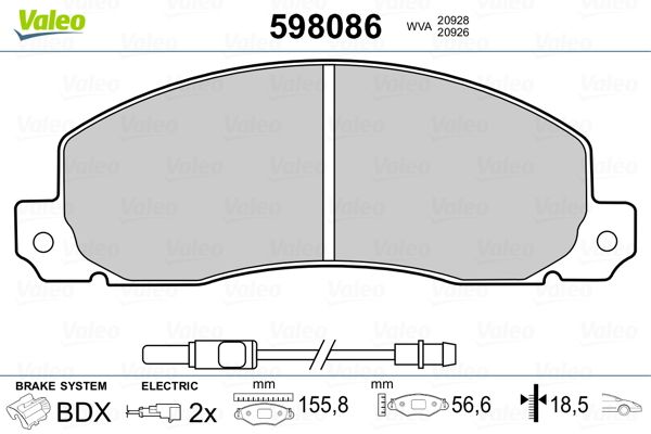 Brake Pad Set, disc brake VALEO 598086