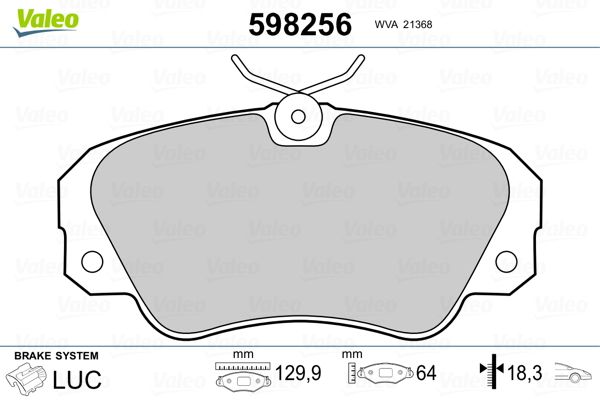 Brake Pad Set, disc brake VALEO 598256