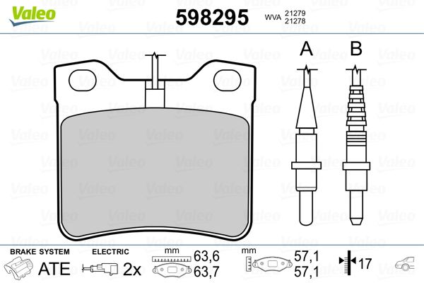 Brake Pad Set, disc brake VALEO 598295