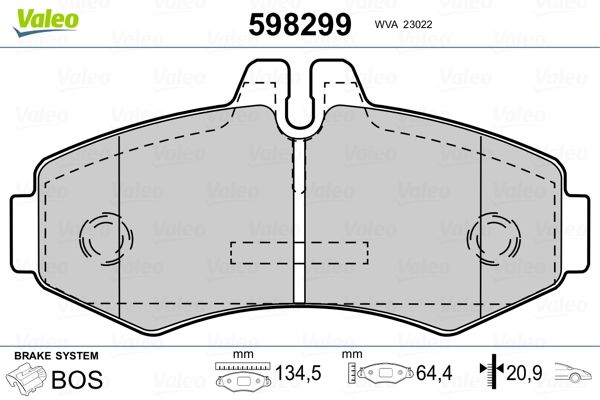 Brake Pad Set, disc brake VALEO 598299