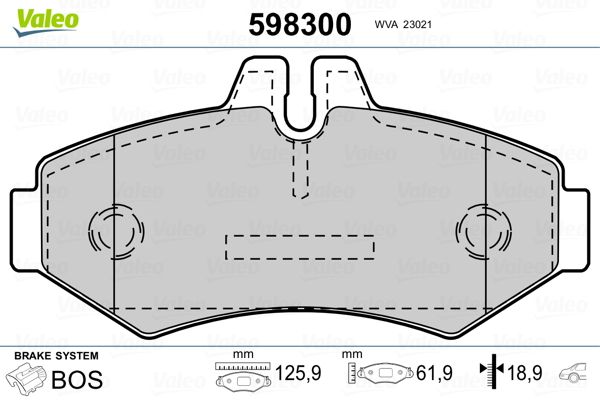 Brake Pad Set, disc brake VALEO 598300