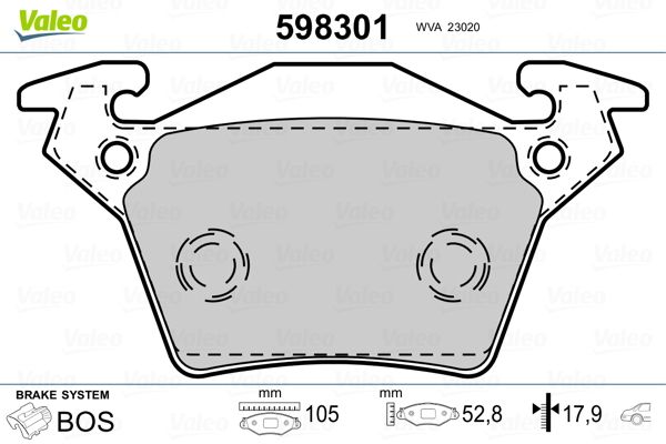 Brake Pad Set, disc brake VALEO 598301