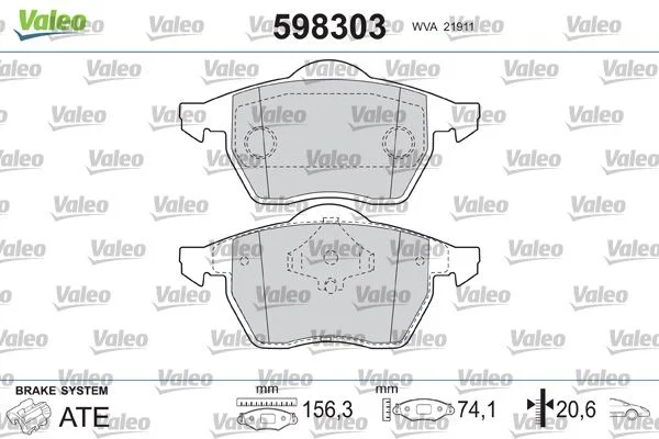 Stabdžių trinkelių rinkinys, diskinis stabdys VALEO 598303