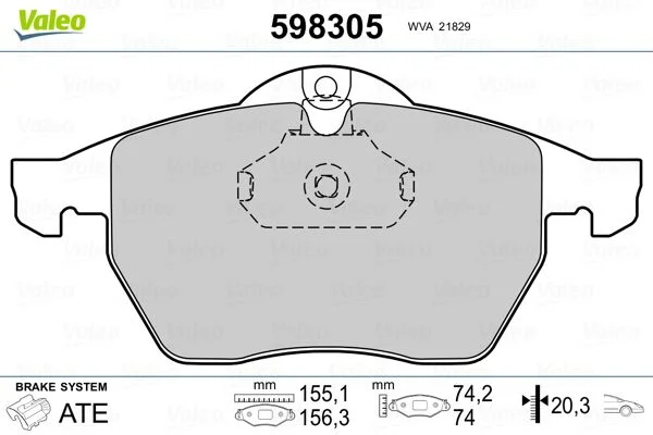 Stabdžių trinkelių rinkinys, diskinis stabdys VALEO 598305