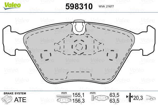 Brake Pad Set, disc brake VALEO 598310