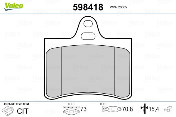 Brake Pad Set, disc brake VALEO 598418