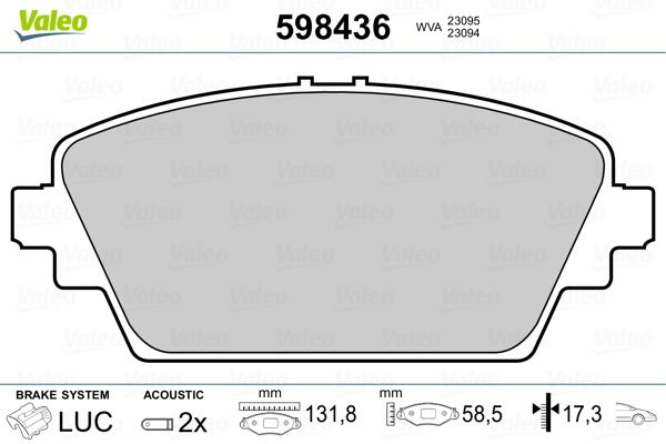 Brake Pad Set, disc brake VALEO 598436