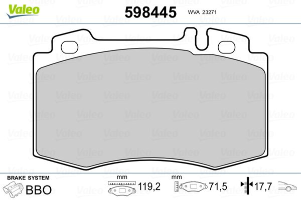 Brake Pad Set, disc brake VALEO 598445