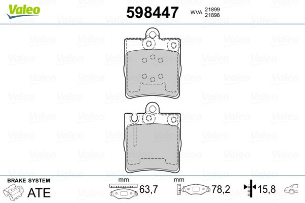 Stabdžių trinkelių rinkinys, diskinis stabdys VALEO 598447