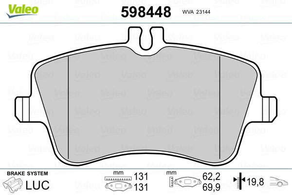 Brake Pad Set, disc brake VALEO 598448