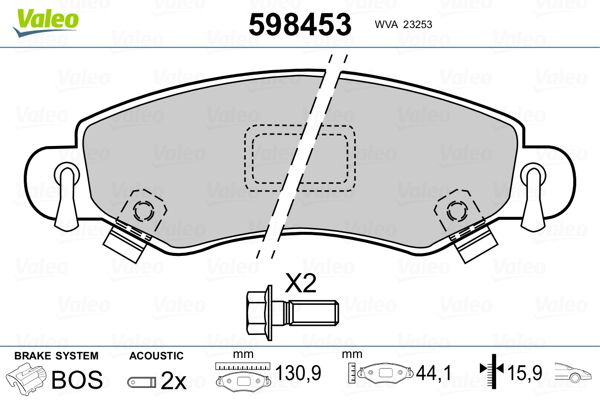 Brake Pad Set, disc brake VALEO 598453