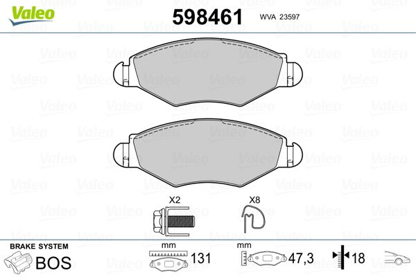 Brake Pad Set, disc brake VALEO 598461