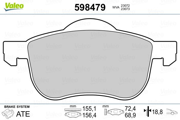 Комплект гальмівних накладок, дискове гальмо VALEO 598479