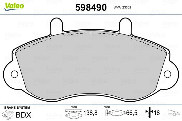 Brake Pad Set, disc brake VALEO 598490