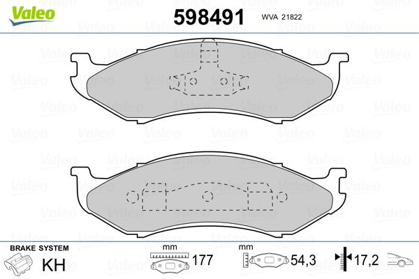 Brake Pad Set, disc brake VALEO 598491