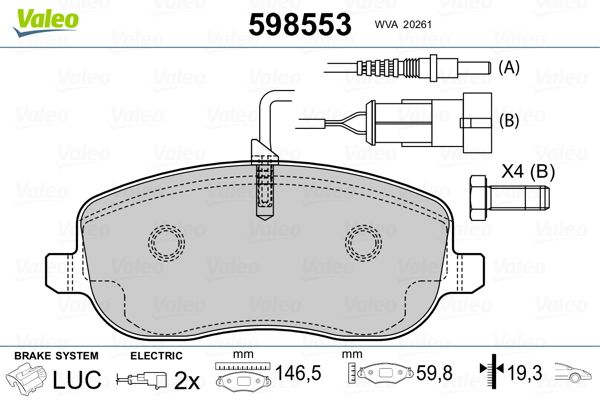 Brake Pad Set, disc brake VALEO 598553