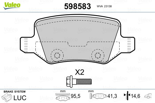 Brake Pad Set, disc brake VALEO 598583