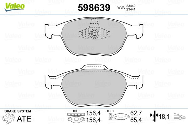 Stabdžių trinkelių rinkinys, diskinis stabdys VALEO 598639