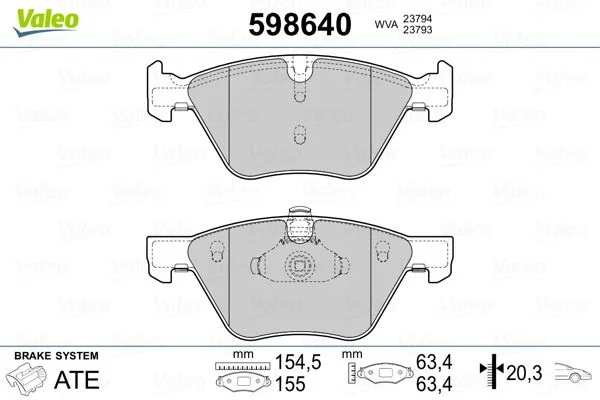 Brake Pad Set, disc brake VALEO 598640