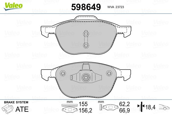 Brake Pad Set, disc brake VALEO 598649