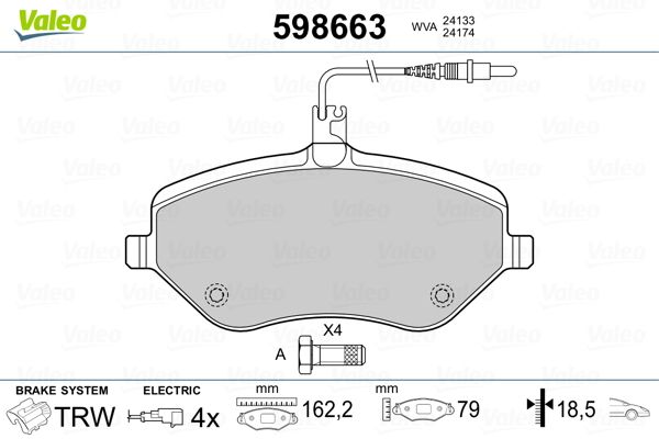 Brake Pad Set, disc brake VALEO 598663