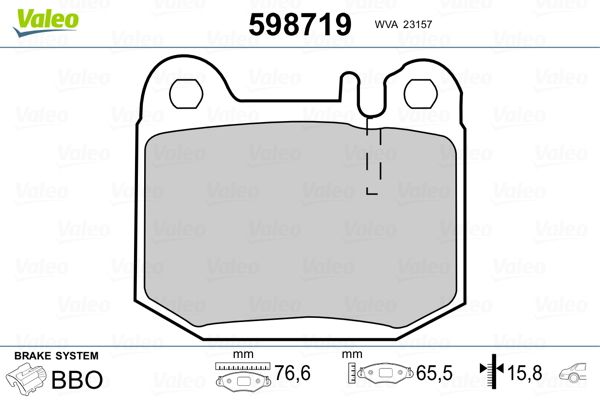 Brake Pad Set, disc brake VALEO 598719