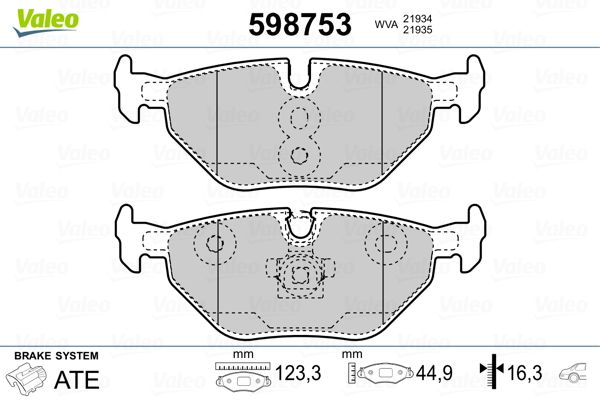 Brake Pad Set, disc brake VALEO 598753