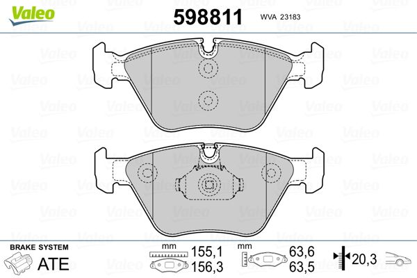 Brake Pad Set, disc brake VALEO 598811