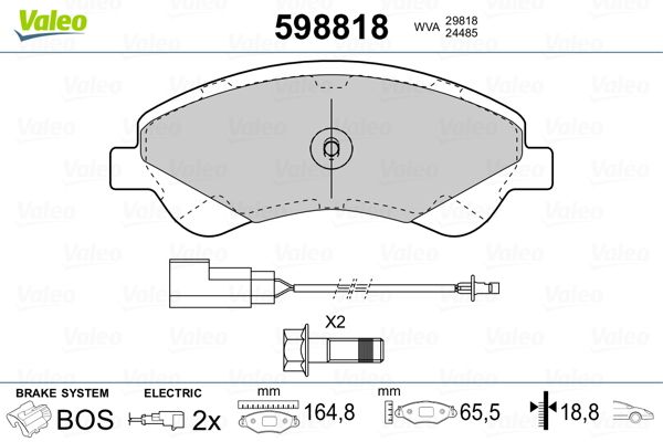 Brake Pad Set, disc brake VALEO 598818