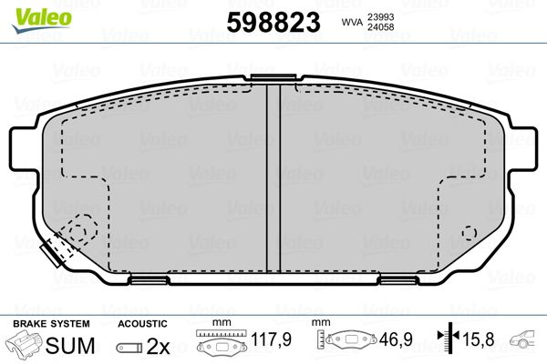 Brake Pad Set, disc brake VALEO 598823