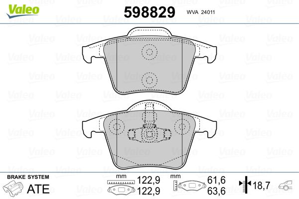 Brake Pad Set, disc brake VALEO 598829