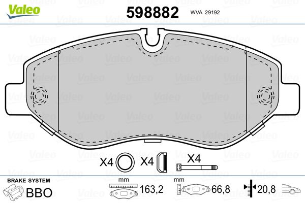 Brake Pad Set, disc brake VALEO 598882